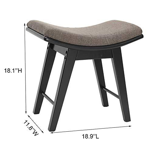 Details about   Vanity Wood Dressing Stool Padded Chair Makeup Piano Seat W/ Thick Cushion Black